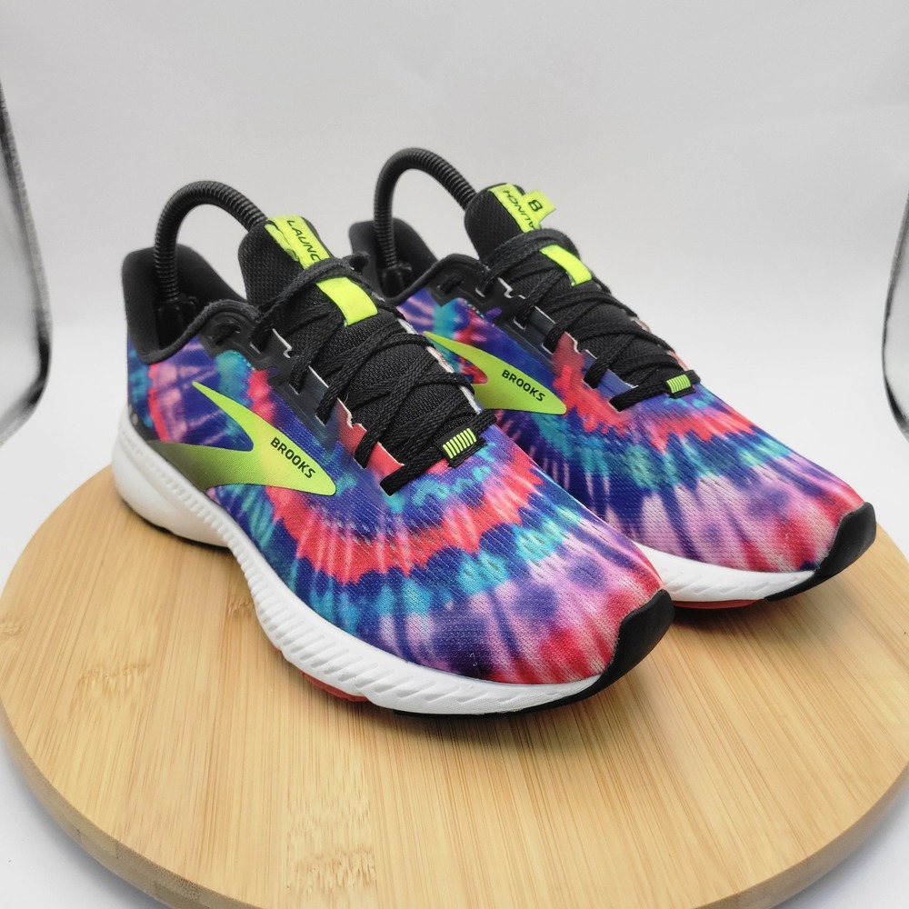 Brooks Launch 8 Tie Dye Running Shoes Womens 7 Black Multi Color 1203451B051